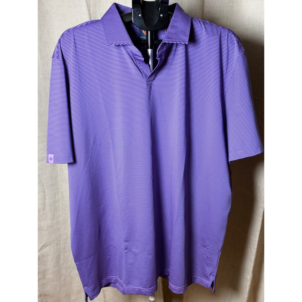 Donald Ross Sport Gavin Men's XXL Purple Navy Stripe Performance Golf Polo NWT